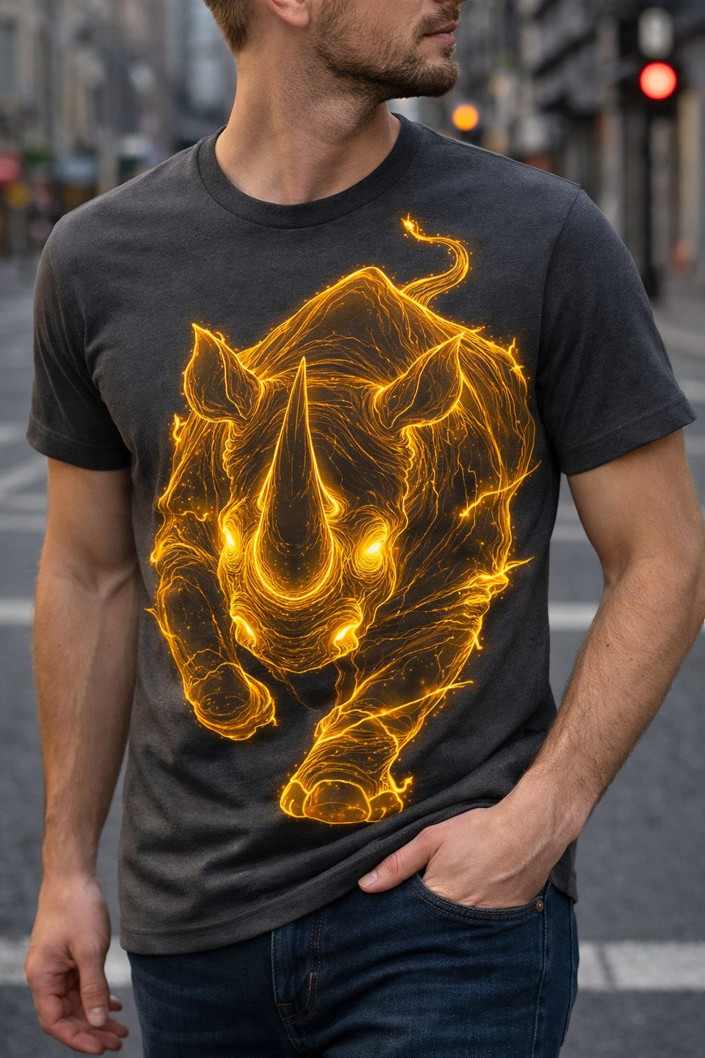 Camiseta oversized Rhino Dourado